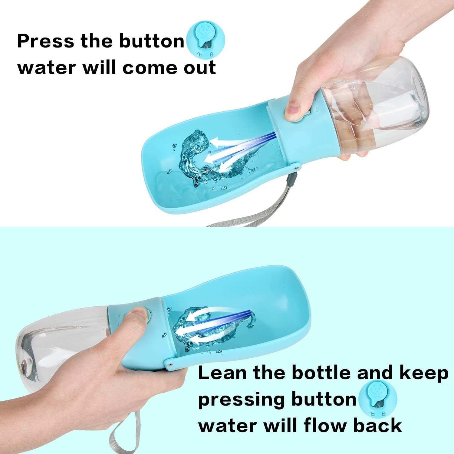 Dog Water Bottle - Foldable Dog Water Dispenser for Walking with Dog Waste Bag, Portable Pet Water Bottle for Travel, BPA Free Water Bottle for Cat, Rabbit,Puppy and Other Animals(10 Oz)