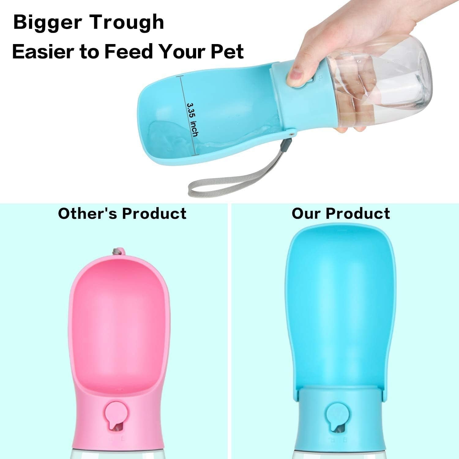 Dog Water Bottle - Foldable Dog Water Dispenser for Walking with Dog Waste Bag, Portable Pet Water Bottle for Travel, BPA Free Water Bottle for Cat, Rabbit,Puppy and Other Animals(10 Oz)