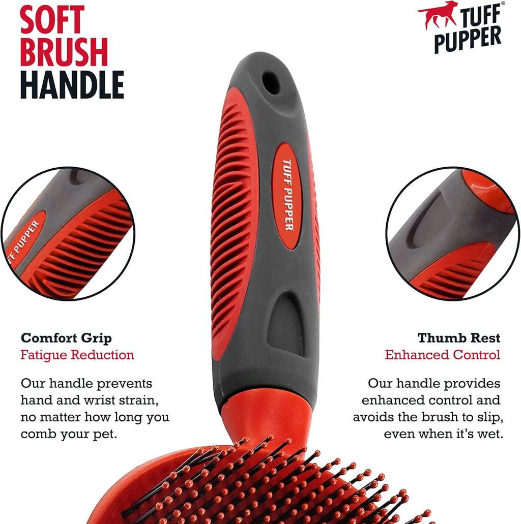 round Bristle Soft Brush for Dogs and Cats | Gentle Grooming for Short or Long Hair | Soft Pin Tool for Sensitive Skin | Detangle & Remove Loose Fur | for Dematting & Detangling Undercoat
