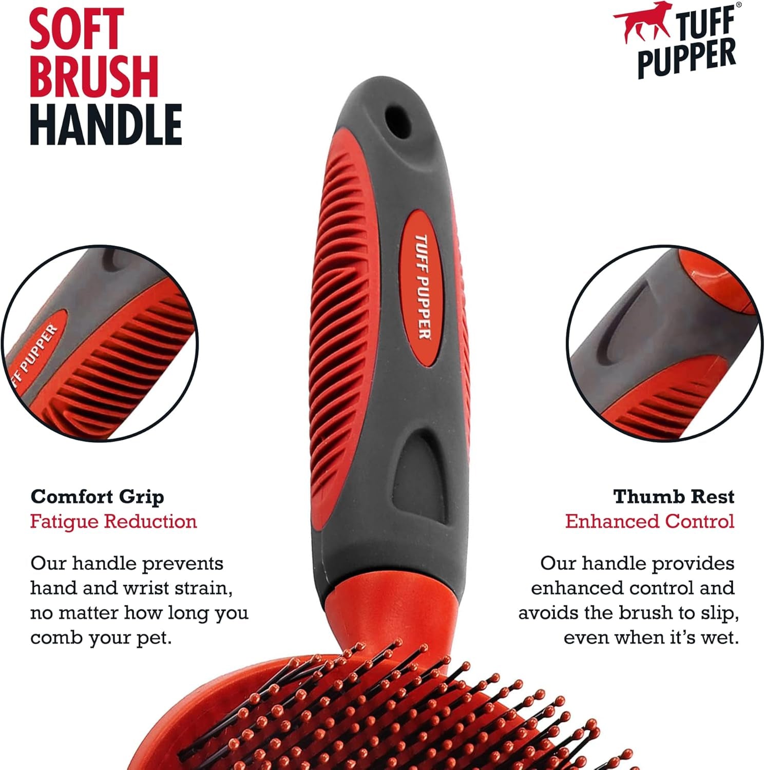 round Bristle Soft Brush for Dogs and Cats | Gentle Grooming for Short or Long Hair | Soft Pin Tool for Sensitive Skin | Detangle & Remove Loose Fur | for Dematting & Detangling Undercoat