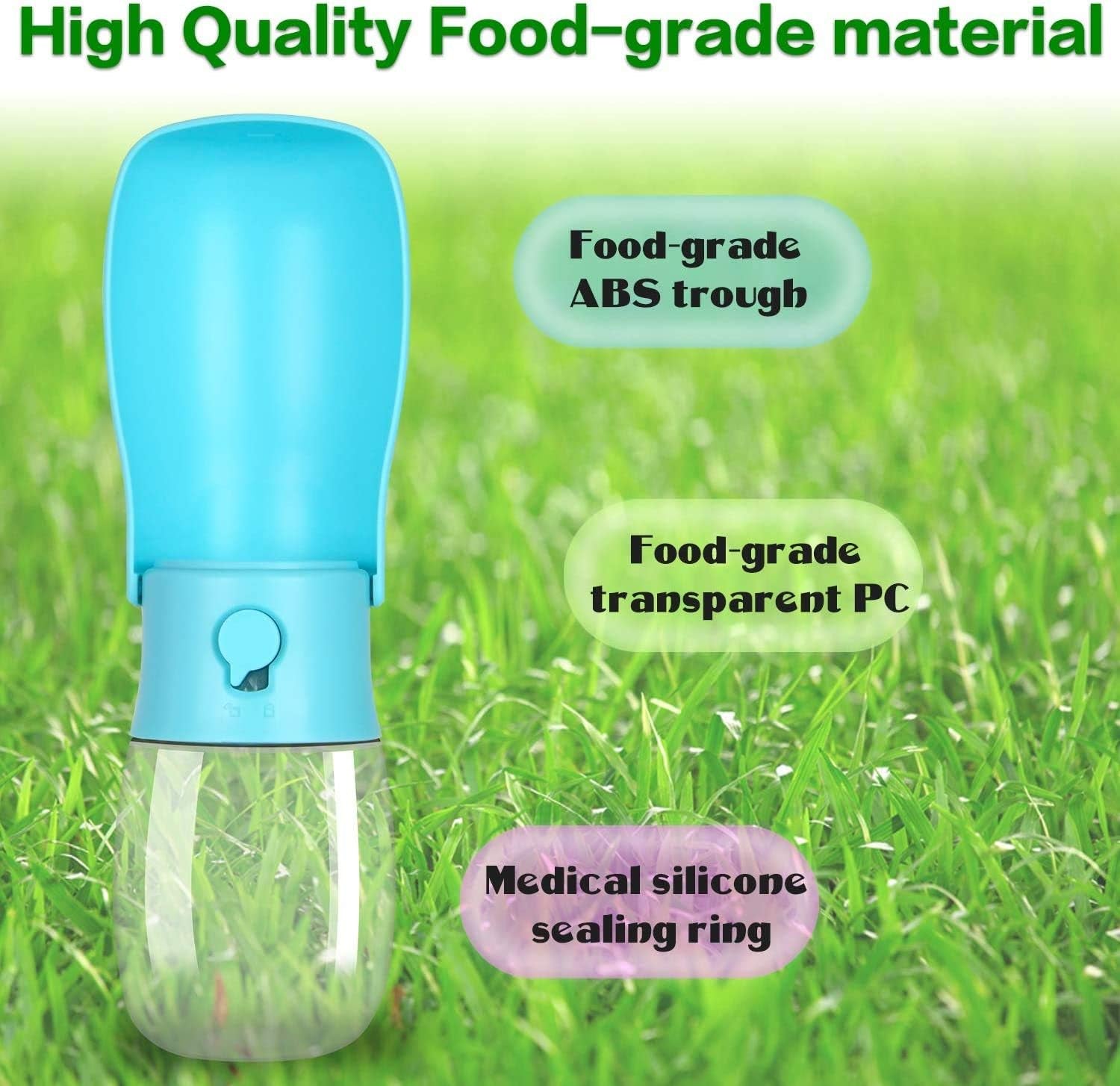Dog Water Bottle - Foldable Dog Water Dispenser for Walking with Dog Waste Bag, Portable Pet Water Bottle for Travel, BPA Free Water Bottle for Cat, Rabbit,Puppy and Other Animals(10 Oz)