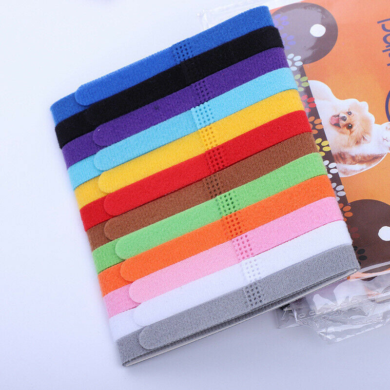 NEW 12 Colours Whelping ID Bands Pet Puppy Kitten Identification Collar Tags